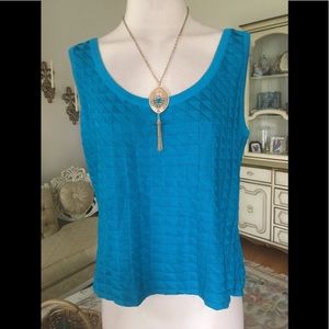 NWOT St John Collection turquoise tank top size L. B:649-5 7/17/26